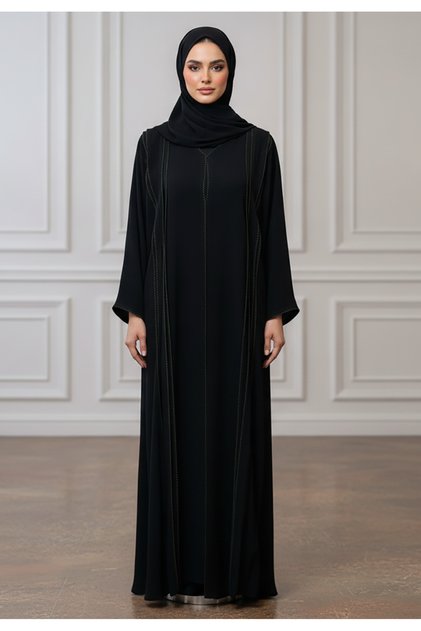 Geometric Stitch Abaya | Nida Fabric