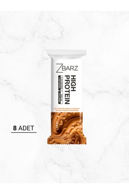 Yer Fıstıklı Kurabiye ve Karamel Aromalı High Protein Bar | 8 × 35 g