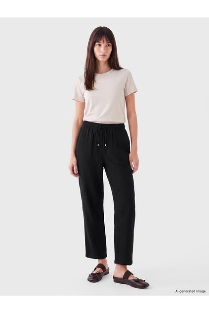 Vizyon New Season Black Women's Muslin Pants with Elastic Waist