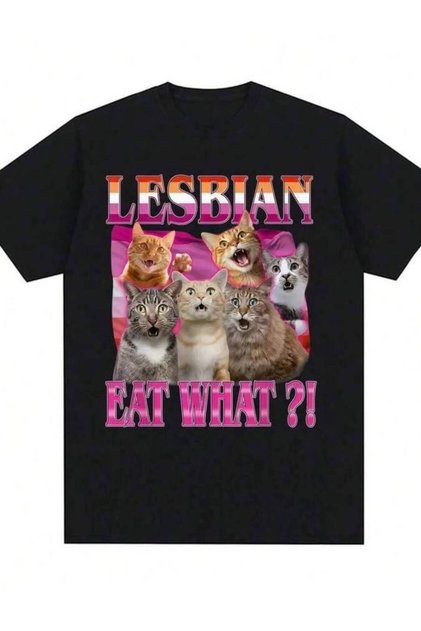 تي شيرت نسائي بتصميم مرح ولطيف من Lesbians Eat What Funny Cute Ca، تي شيرت كاجوال بأكمام قصيرة على طراز Harajuku Y2k