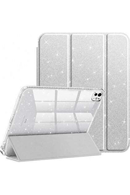 Apple iPad Pro 11 3./4. Nesil M2 Kılıf Simli Işıltılı Flip Cover Kalem Bölmeli PC Case 2020-2022
