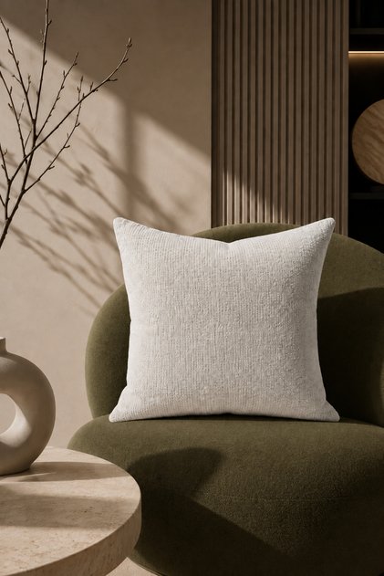 Textured Decorative Throw Pillow Cover 43X43 cm Ecru