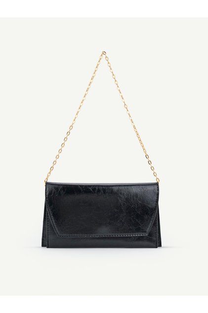 Black Shk350 Chain Strap, Magnetic, 3 Compartments, Women's Evening Dress and Clutch, Hand and Shoulder Bag