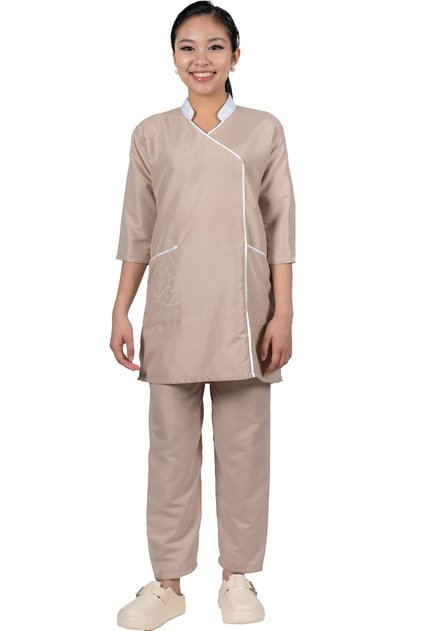 Housemaid/Baby Sitter/Khadama/Nanny Uniform Set, Top with Pockets and Trousers,COTTON