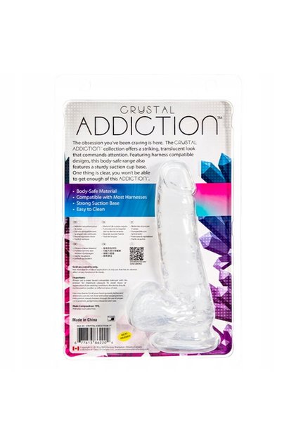 Crystal Addiction Dildo transparent cu ventuză 18 cm