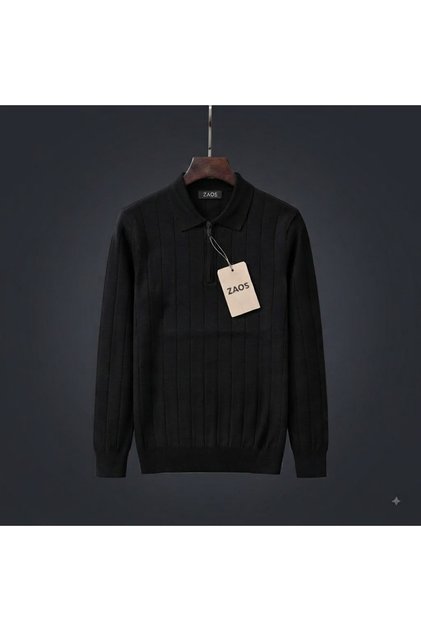 Men's Long-Sleeved Zip-Up Basic Polywool Knit Sweater