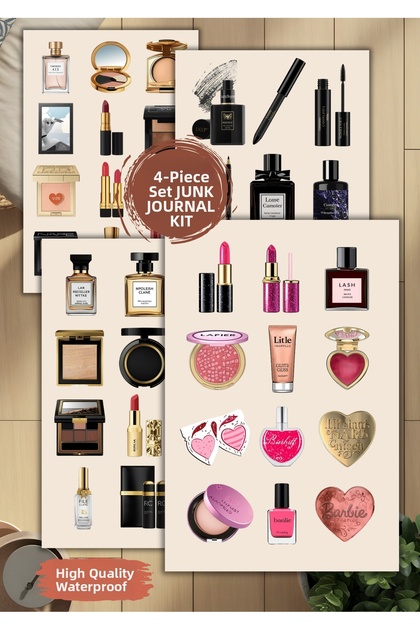 4-Piece Makeup, Perfume, Makeup Sticker Set Agenda Bullet Junk Journal Planner Scrapbook Jj0012