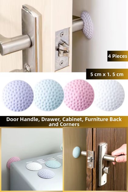 4Pcs Self-Adhesive Multi-Purpose Door Furniture Back Wall Protector White Silicone Bumper, Door Handle Anti-Knock, Door Impact Protector