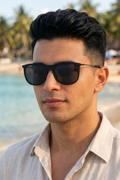 Men's Women's Black Polarized Sunglasses with Metal Handle Lma303