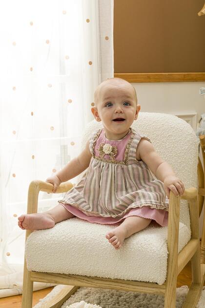 Flower Detailed Baby Girl Children's Holiday Dress Set of 2 13792