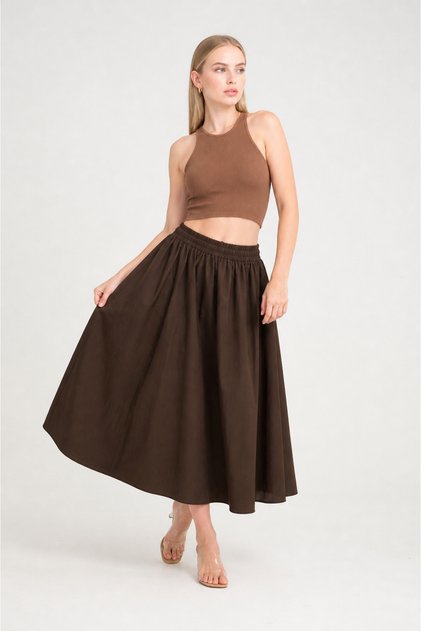 Parachute Fabric Dark Brown Loose Fit Women's Skirt