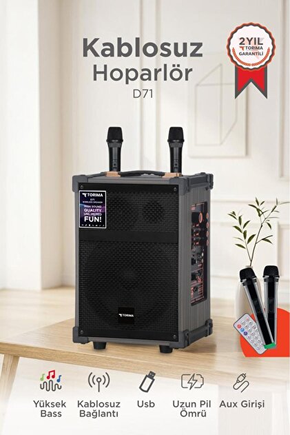 Tomo ① Torima Bluetooth Hoparlör Çift Mikrofonlu Kablosuz Speaker D71