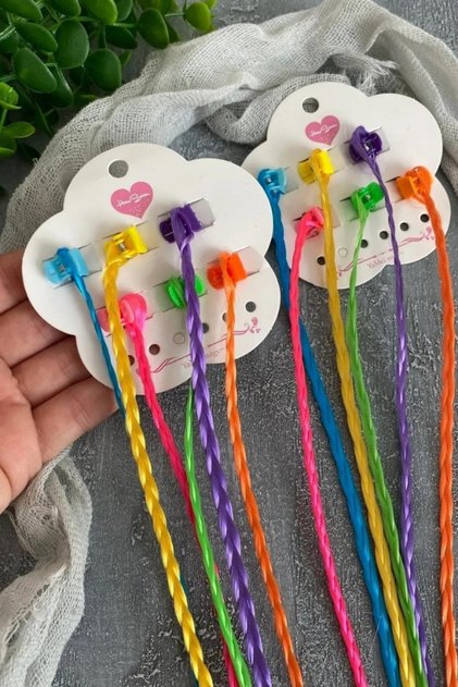 Colorful Unicorn 6-Piece Fake Hairpiece Hair Clip Pink Blue Yellow Purple Green Color