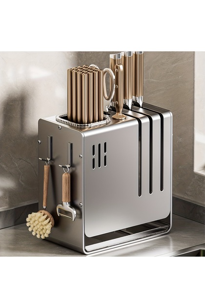 Kitchen knife tool holder hanging drain rack gray
