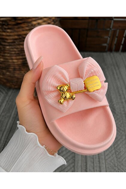 PLN SHOES Kadın Beyaz Taşlı Günlük Plaj Deniz Havuz Terliği Jel