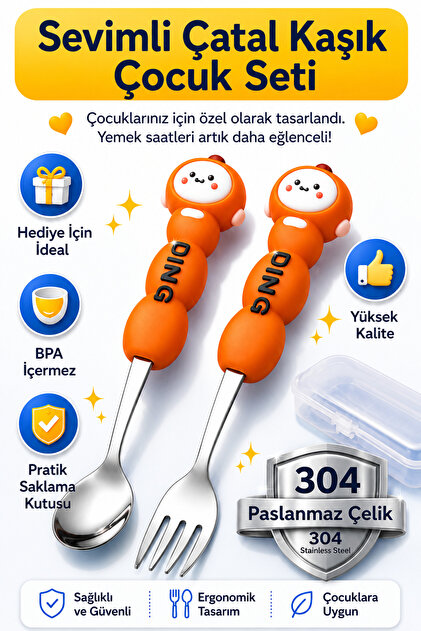 jojobebek Figürlü Premium Çocuk BPA Free Paslanmaz Çelik Uçlu