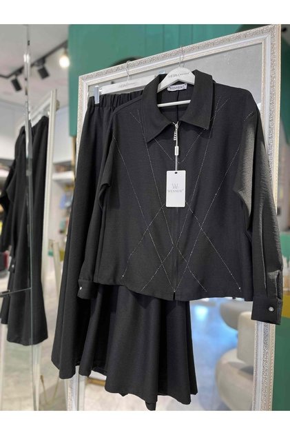 Wennew Suit with Skirt 1602 - Black - 48