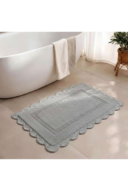 Nest Crochet Reversible Cotton Bathmat 60x90cm - Grey