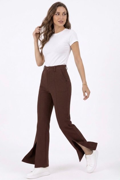 Women's Slit Palazzo Pants in Coffee Color