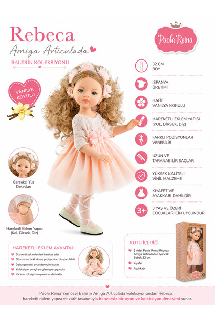 Paola Reina Rebeca Balerin Amiga Oyuncak Bebek 32 cm Hareketli