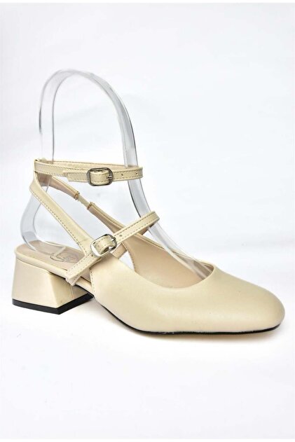 Fox Shoes P654137009 Bej Mary Jane Alçak Topuklu Kadın Ayakkabı