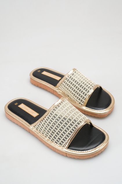 L01 Women's Knitted Detailed Daily Soft Textured Insole Summer Slippers