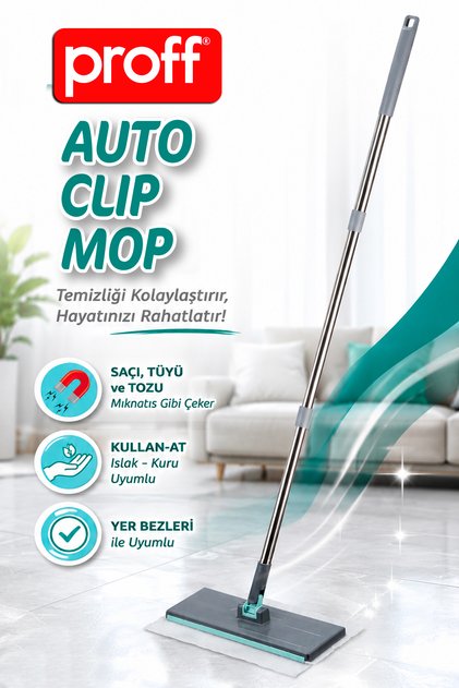 Auto Clip Mop - Tüm Bezleri Kendi Alabilen Otomatik Temizlik Seti