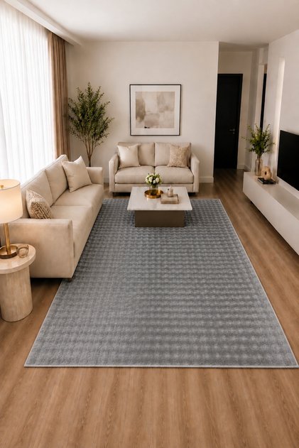 Bubble kabartmalı LH Düz Peluş Halı Kaymaz Taban Düz Saçaksız Yıkanabilir Halı Renk Gri