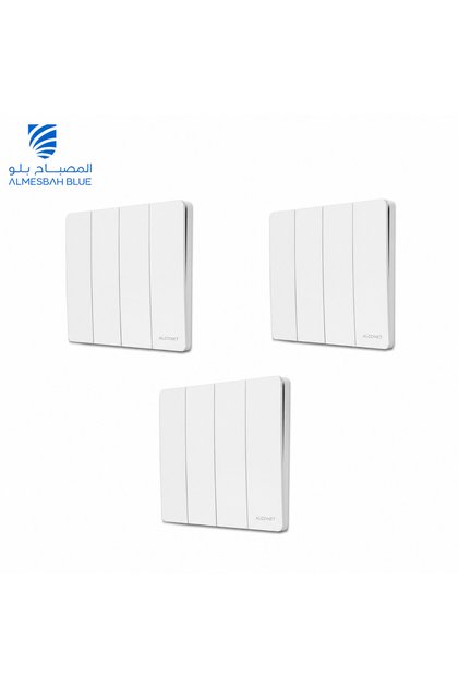 Three White Quadruple Switches from the Sea of Yana, 10 Amperes, 7*7, Complete Set.
