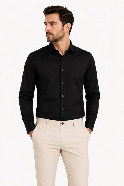 Men's Satin Slimfit Long Sleeve Shirt