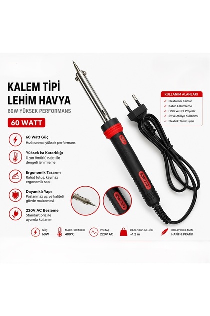 S565 Lehim Kalem Havya Tabancası 60 W Profesyonel Lehimleme Aleti 60 W