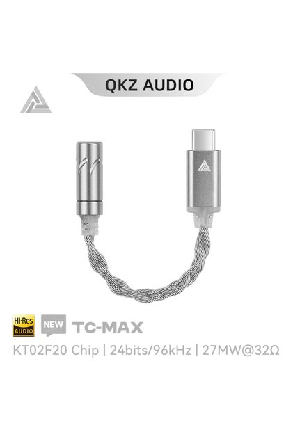 محول رقمي إلى تناظري من TC-MAX Pro HiFi DAC USB Type C إلى 3.5 مم ومكبر صوت سماعة الرأس وفك تشفير الصوت من TC-MAX Silver الأصلي من QKZ