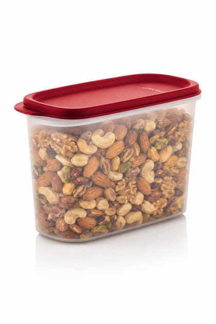 Modüler Saklama Kabı Oval-2 1.1 L Kırmızı Kapak Hava Geçirmez