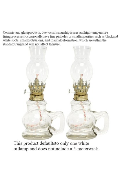 2pcs white 1/2 Pcs Retro Windproof Glass Lamp Mini Oil Lamps with Handle for Indoor Use Emergency Li