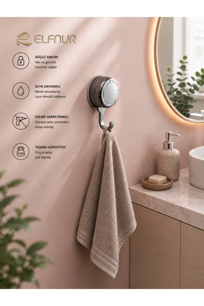 1 Adet Askı Vakumlu Asma Özelliği Tekrar Kullanılabilen Kendinden Yapışkan Banyo Mutfak Askısı