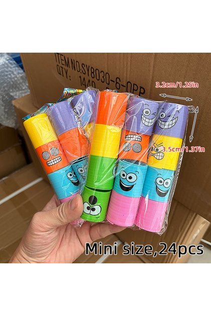 C 24pcs 12/24PCS Rainbow Magic Spring Toys Colorful Coil Party Favors for Kids Birthday Pinata Fill