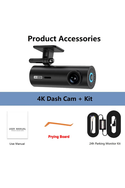 كاميرا سيارة DVR 4K 3840*2160P بدون لون أخضر، كاميرا أمامية مزودة بمسجل فيديو للسيارة، مزودة بخاصية WiFi