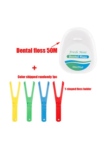 Random shipping 50M Dental Floss with Holder Teeth Cleaning Picks Reusable Replaceable Handle Stick
