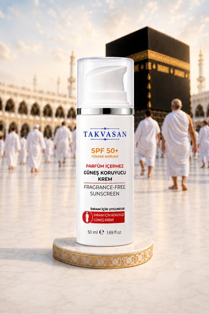 Hac ve Umre İçin İhrama Uygun SPF 50+ Parfümsüz Güneş Kremi 50 ml