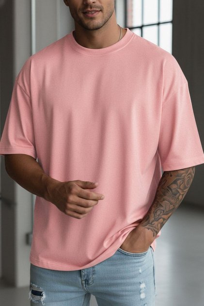 Férfi Salmon Basic Plain Nyomatlan Oversize Salas póló