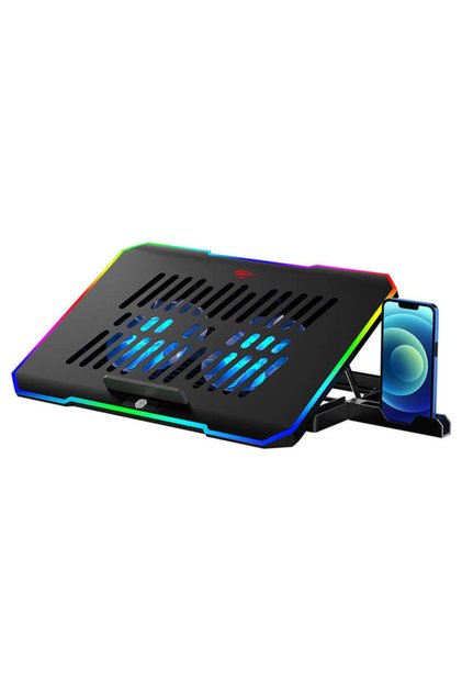 Cooler laptop F2069, 16", 2 ventilatoare, RGB, Black