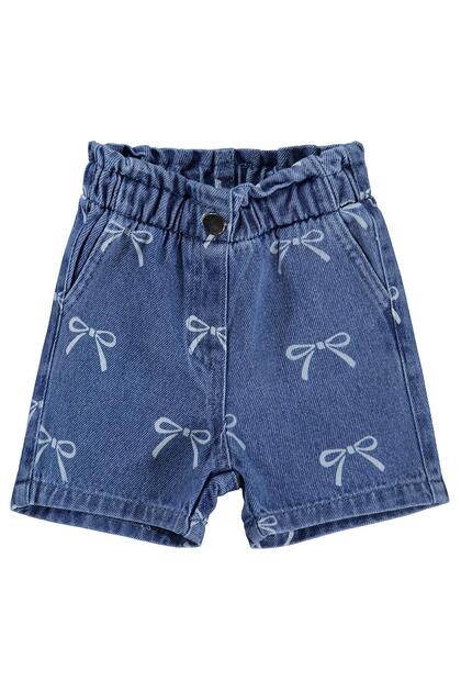 Bow Tie Denim Shorts 6-18 Months - Blue