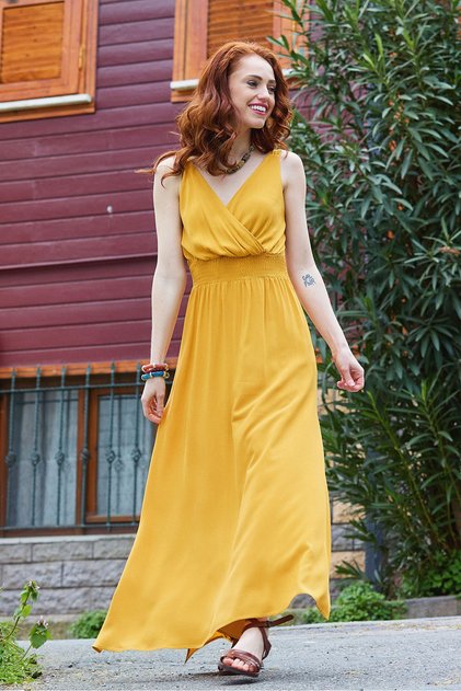 Double Breasted Collar Robadan Slit Long Dress