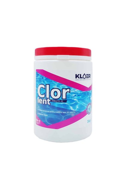 Clor lent tablete 20 grame, dezinfectarea apei din piscina, actiune bactericida, 1 kg