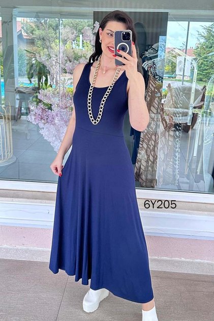 Zero Sleeve Viscose Dress 6Y205