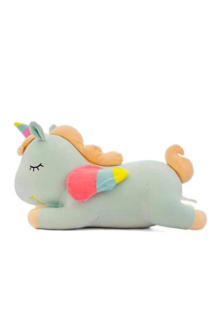 ® Jucărie de pluș pentru copii, Unicorn adormit, verde pastel, 25 cm, 3 ani+