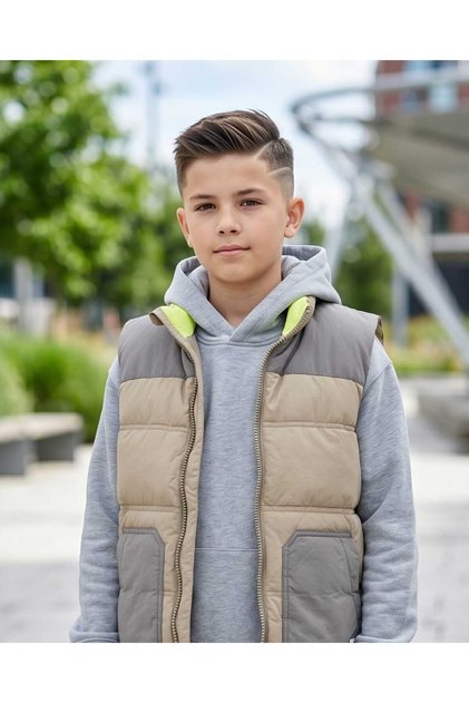 Boy's Stand Collar Sleeveless Inflatable Vest with Zipper Pockets