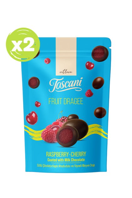 Sütlü Çikolata Kaplı Ahududu Ve Vişneli Meyve Draje 2 x 60gr