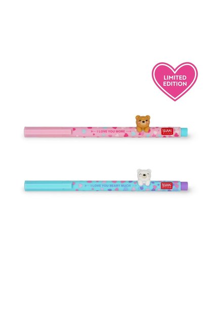 , σετ 2 στυλό Gel (μοβ και γαλάζιο) - Beary in Love, «Περιορισμένη Έκδοση»