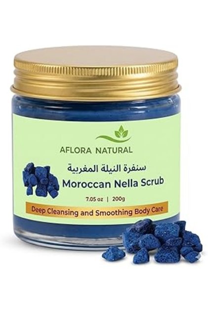 Moroccan Nila Body Scrub, 200g, Traditional Brightening and Clarifying Exfoliant, Botanical Beauty Treatment for Even-Looking, Glowing Skin